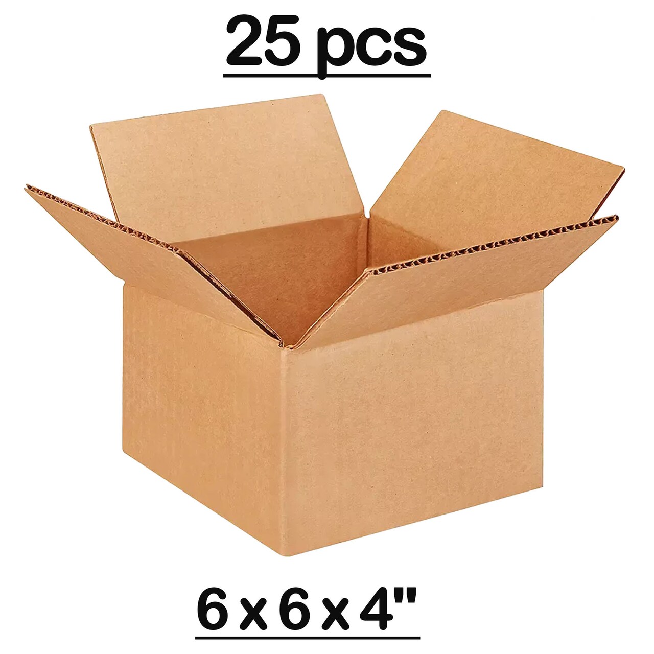 25 pcs Corrugated Shipping Boxes Durable Kraft Cardboard 6 x 6 x 4 Inch